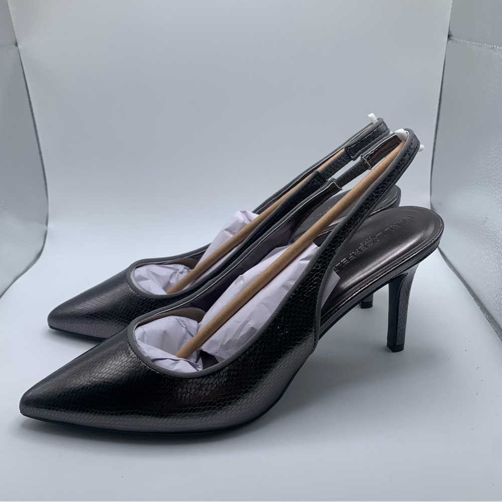 NWB Karl Lagerfeld Rosalyn Slingback Pump dark slate snake print 9.5 M EU 40.5 - Picture 3 of 10